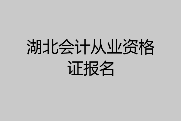 湖北会计从业资格证报名
