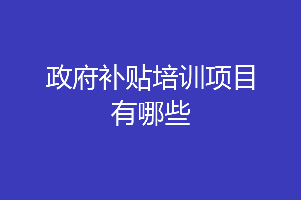 政府补贴培训项目有哪些