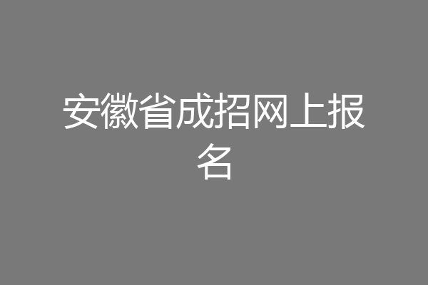 安徽省成招网上报名