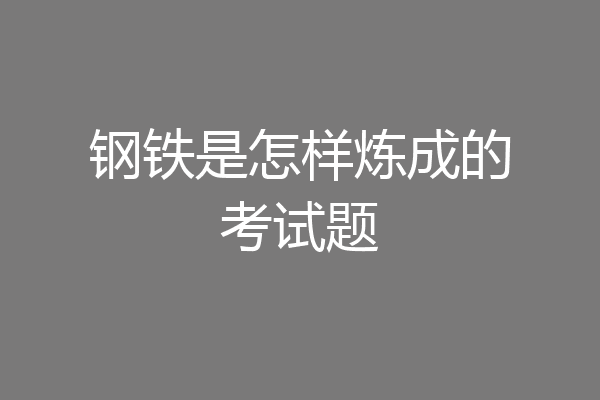 钢铁是怎样炼成的考试题