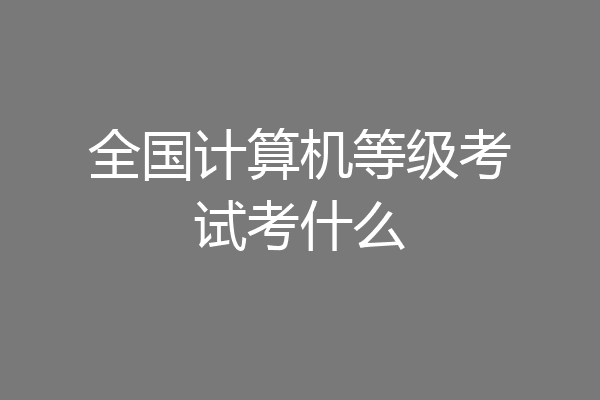 全国计算机等级考试考什么