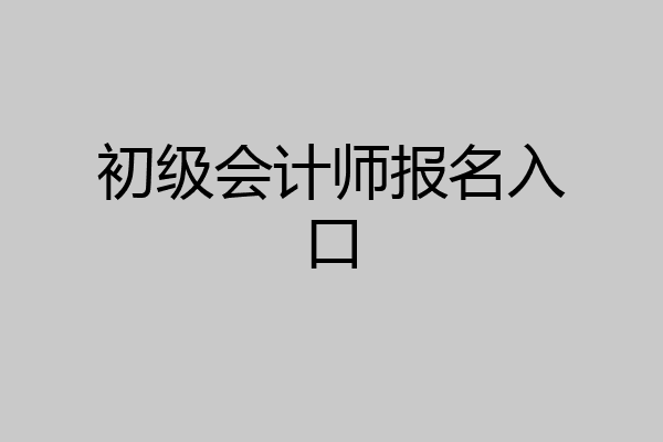 初级会计师报名入口