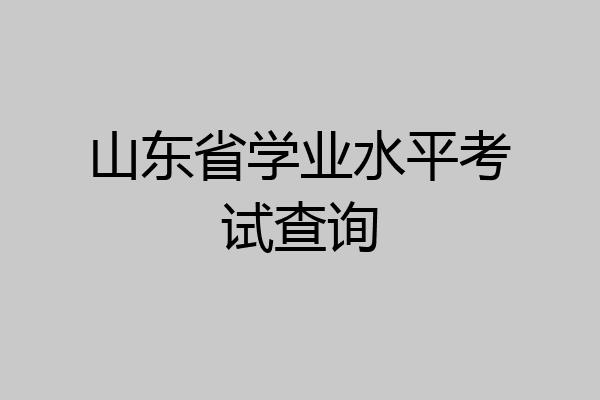 山东省学业水平考试查询