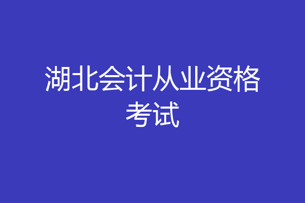 湖北会计从业资格考试