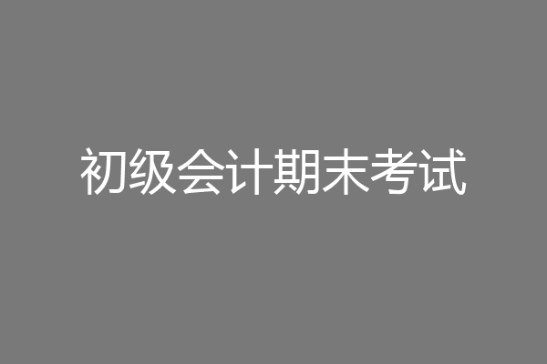 初级会计期末考试