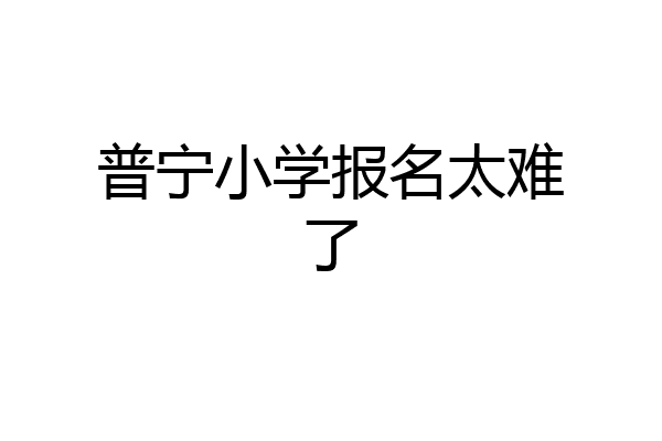普宁小学报名太难了