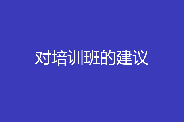 对培训班的建议