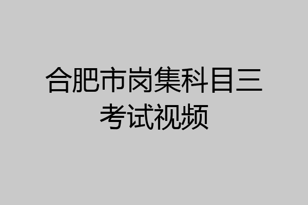 合肥市岗集科目三考试视频
