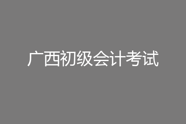 广西初级会计考试