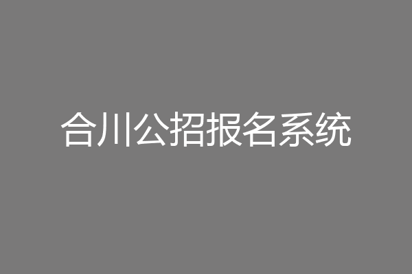 合川公招报名系统