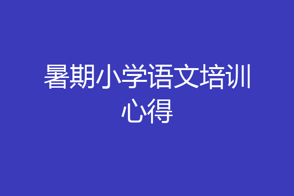 暑期小学语文培训心得