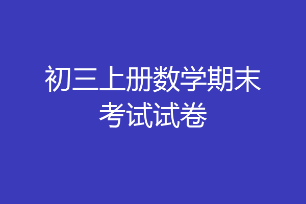 初三上册数学期末考试试卷