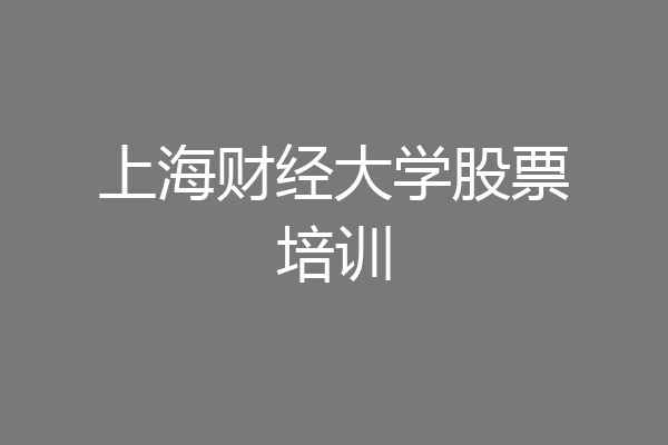 上海财经大学股票培训