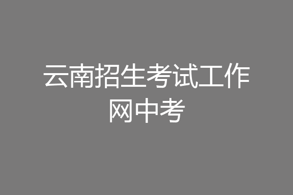 云南招生考试工作网中考