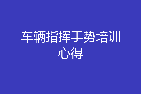 车辆指挥手势培训心得