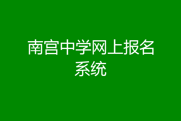 南宫中学网上报名系统