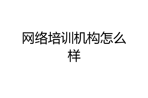 网络培训机构怎么样