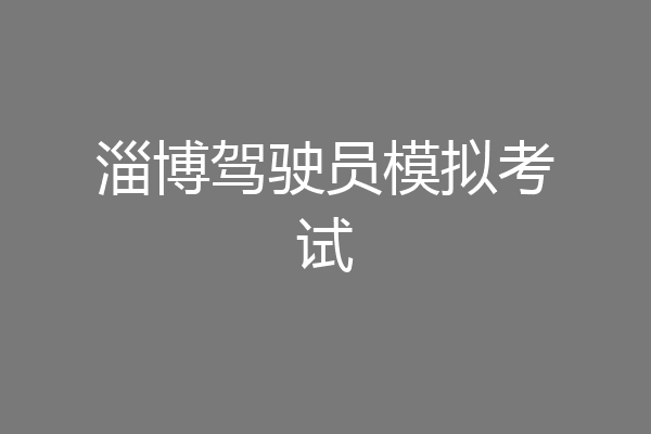 淄博驾驶员模拟考试