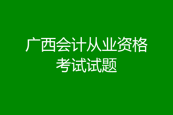 广西会计从业资格考试试题