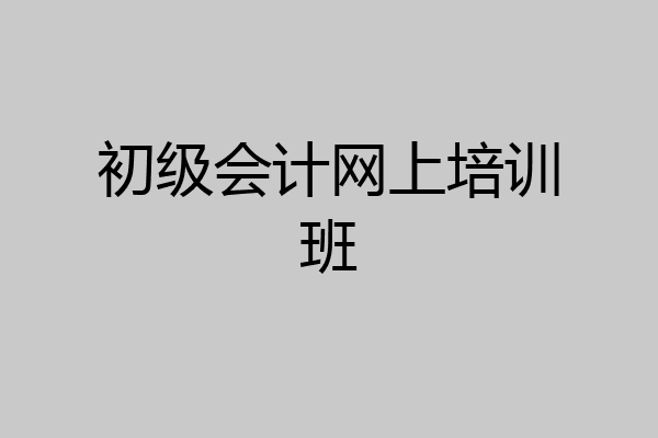 初级会计网上培训班
