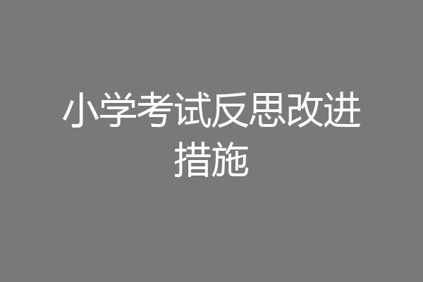 小学考试反思改进措施
