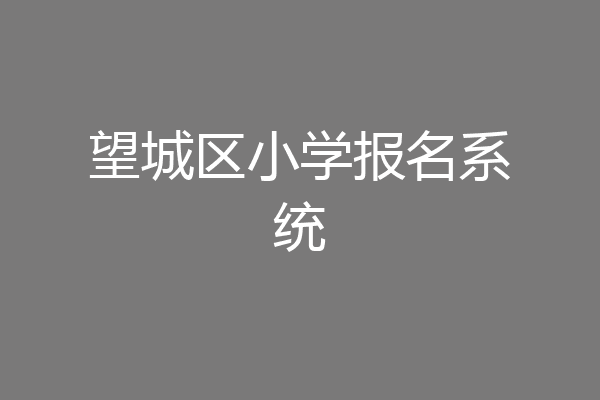 望城区小学报名系统