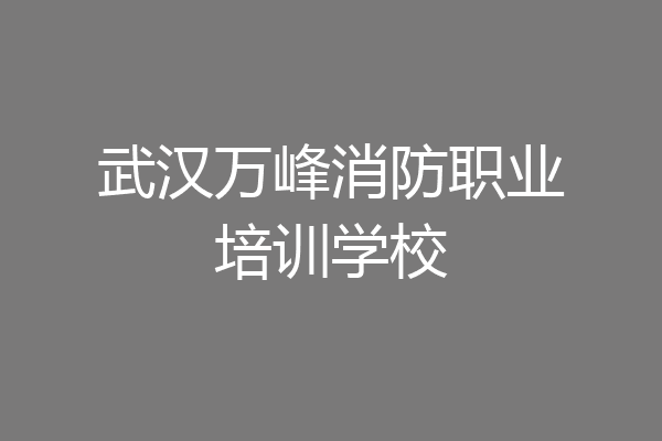 武汉万峰消防职业培训学校