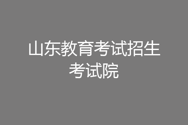 山东教育考试招生考试院