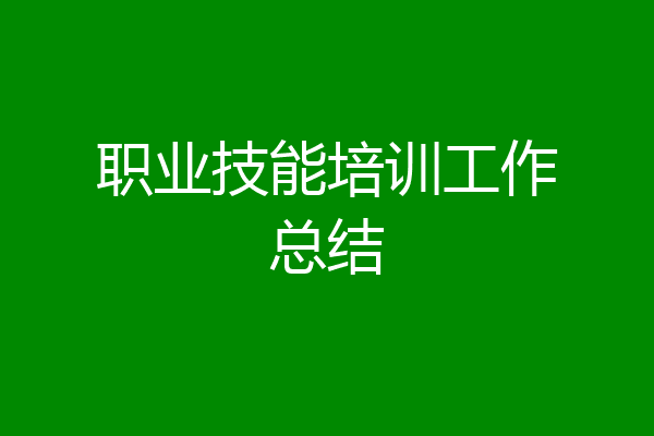 职业技能培训工作总结