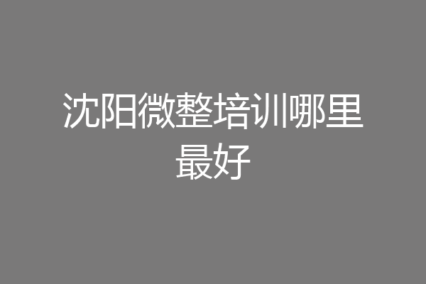 沈阳微整培训哪里最好