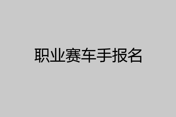 职业赛车手报名