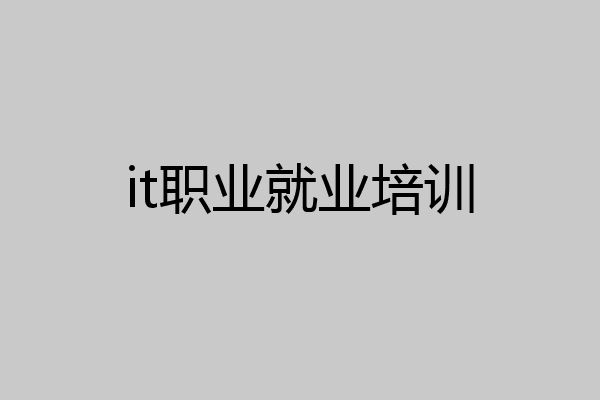 it职业就业培训