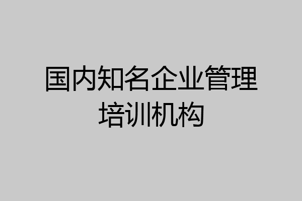 国内知名企业管理培训机构