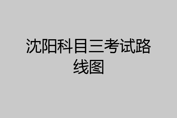 沈阳科目三考试路线图