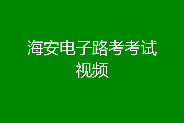 海安电子路考考试视频
