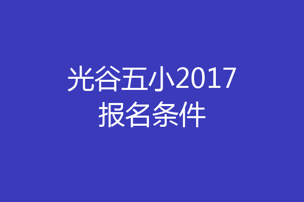 光谷五小2017报名条件