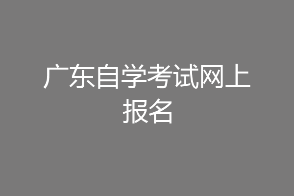 广东自学考试网上报名