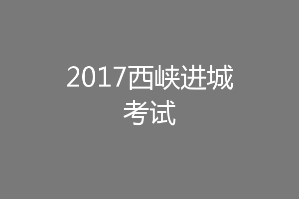 2017西峡进城考试