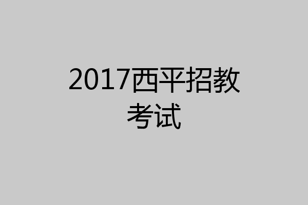 2017西平招教考试