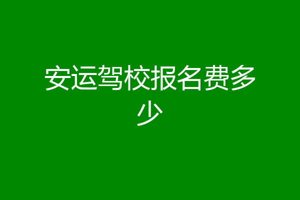 安运驾校报名费多少
