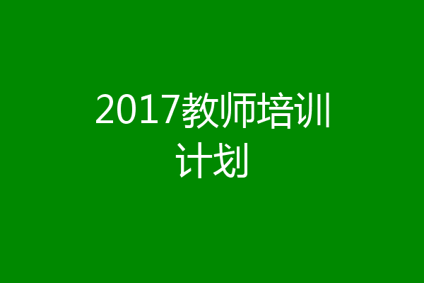 2017教师培训计划