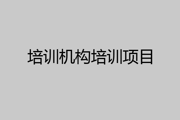 培训机构培训项目