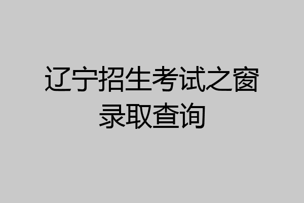 辽宁招生考试之窗录取查询