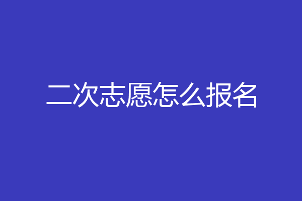 二次志愿怎么报名