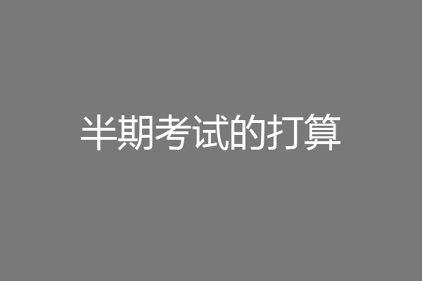半期考试的打算