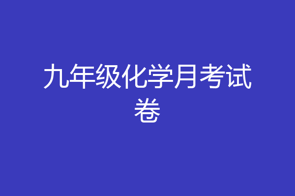 九年级化学月考试卷