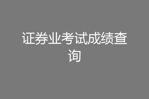 证券业考试成绩查询