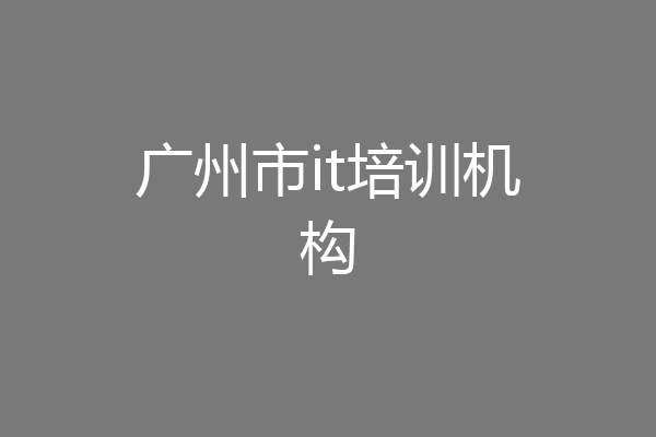 广州市it培训机构