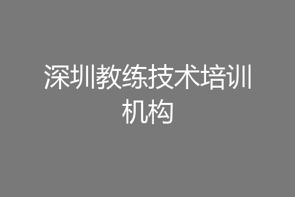 深圳教练技术培训机构