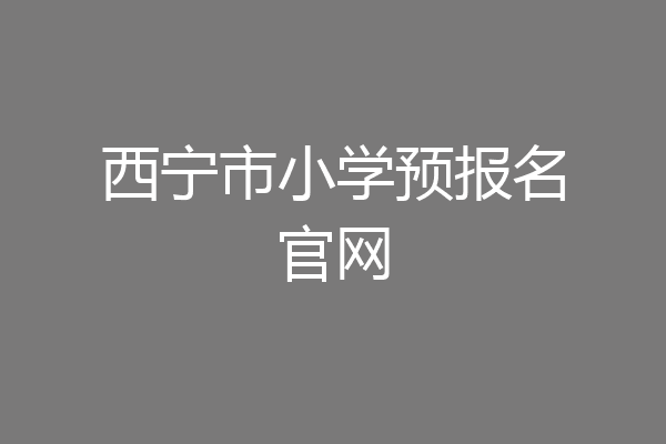 西宁市小学预报名官网